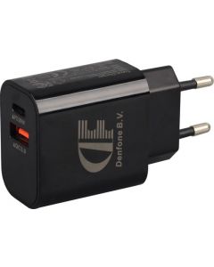 Universele USB adapter - Smart Quick Charge - Oplaadstekker met 2 USB poorten-USB stekker lader - Geschikt voor Apple & Android apparaten-zonder kabel-Zwart