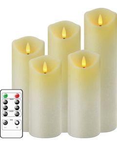 LED candles 5 pieces,  LED candles with real  flame effect, LED candle,  batteries, real wax candles  with remote control white